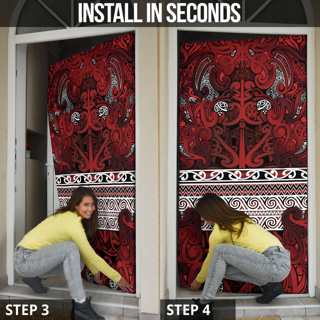 Aotearoa Iwi Te Arawa Door Cover Maori Wharenui House Tribal Pattern LT9 - Polynesian Pride