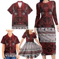Aotearoa Iwi Te Arawa Family Matching Long Sleeve Bodycon Dress and Hawaiian Shirt Maori Wharenui House Tribal Pattern LT9 - Polynesian Pride