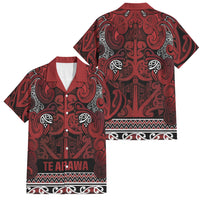 Aotearoa Iwi Te Arawa Family Matching Long Sleeve Bodycon Dress and Hawaiian Shirt Maori Wharenui House Tribal Pattern LT9 Dad's Shirt - Short Sleeve Dark Red - Polynesian Pride