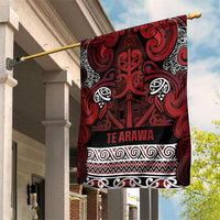 Aotearoa Iwi Te Arawa Garden Flag Maori Wharenui House Tribal Pattern LT9 House Flag Dark Red - Polynesian Pride