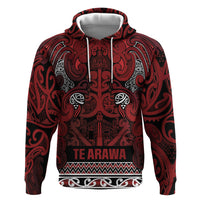 Aotearoa Iwi Te Arawa Hoodie Maori Wharenui House Tribal Pattern LT9 Pullover Hoodie Dark Red - Polynesian Pride