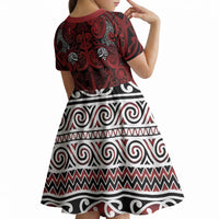 Aotearoa Iwi Te Arawa Kid Short Sleeve Dress Maori Wharenui House Tribal Pattern LT9 - Polynesian Pride