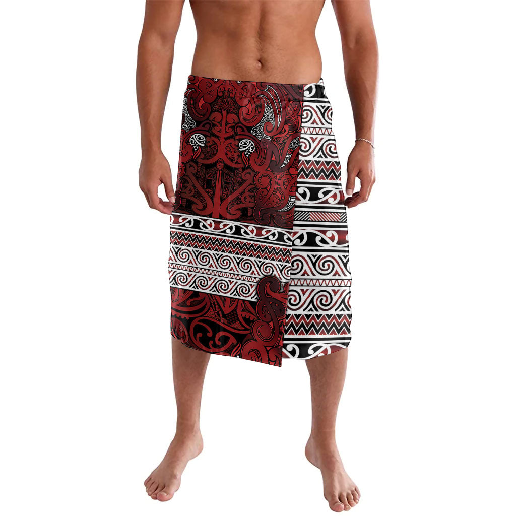 Aotearoa Iwi Te Arawa Lavalava Maori Wharenui House Tribal Pattern LT9 Dark Red - Polynesian Pride