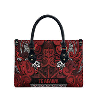 Aotearoa Iwi Te Arawa Leather Bag Maori Wharenui House Tribal Pattern LT9 - Polynesian Pride