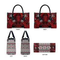 Aotearoa Iwi Te Arawa Leather Bag Maori Wharenui House Tribal Pattern LT9 - Polynesian Pride
