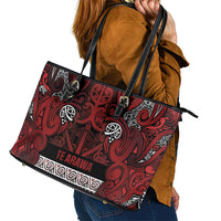 Aotearoa Iwi Te Arawa Leather Tote Bag Maori Wharenui House Tribal Pattern LT9 - Polynesian Pride