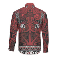 Aotearoa Iwi Te Arawa Long Sleeve Button Shirt Maori Wharenui House Tribal Pattern LT9 - Polynesian Pride