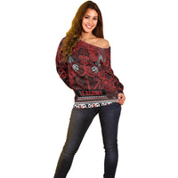 Aotearoa Iwi Te Arawa Off Shoulder Sweater Maori Wharenui House Tribal Pattern LT9 - Polynesian Pride