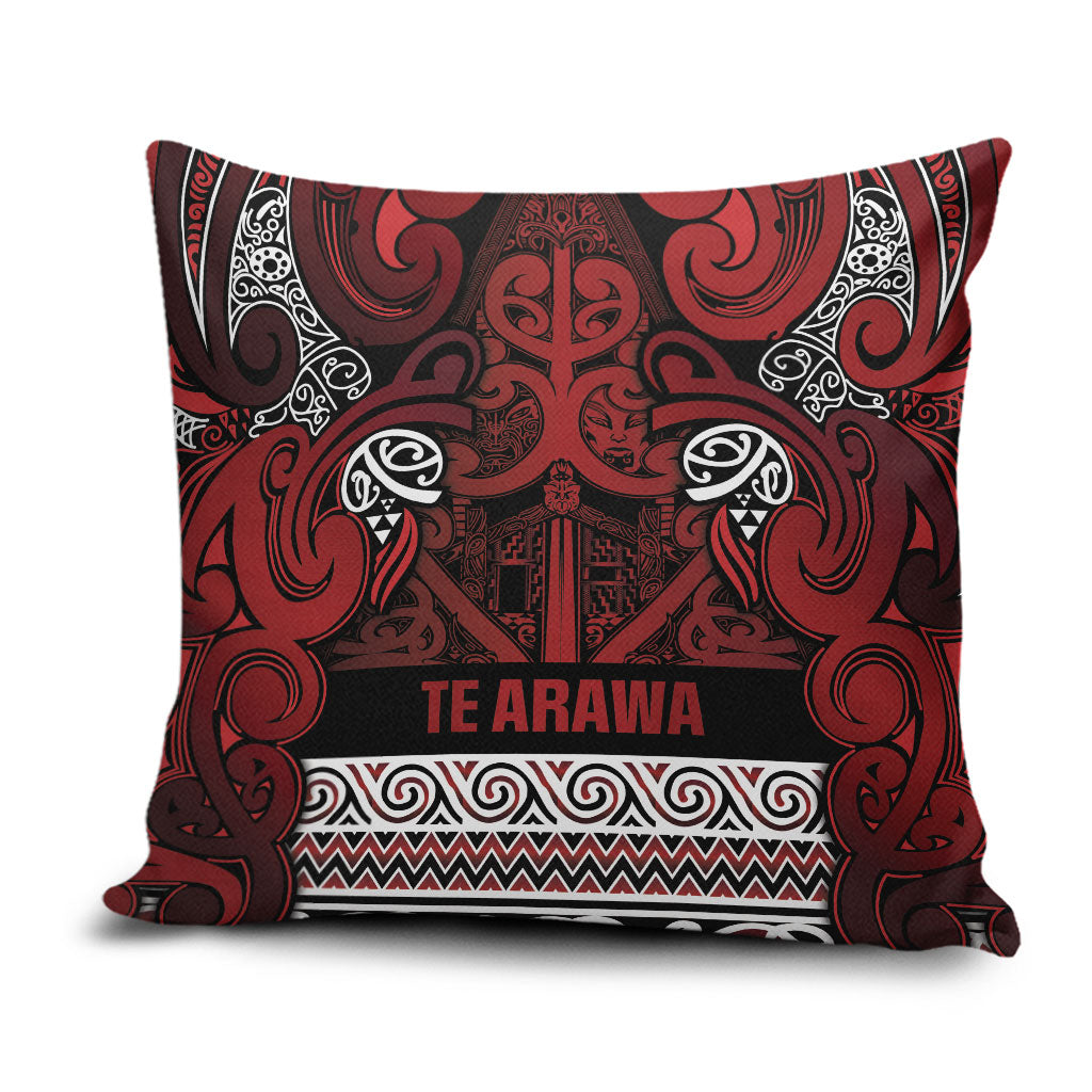 Aotearoa Iwi Te Arawa Pillow Cover Maori Wharenui House Tribal Pattern LT9 Dark Red - Polynesian Pride
