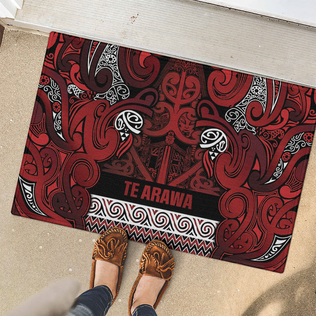 Aotearoa Iwi Te Arawa Rubber Doormat Maori Wharenui House Tribal Pattern LT9 - Polynesian Pride