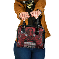 Aotearoa Iwi Te Arawa Shoulder Handbag Maori Wharenui House Tribal Pattern LT9 One Size Dark Red - Polynesian Pride