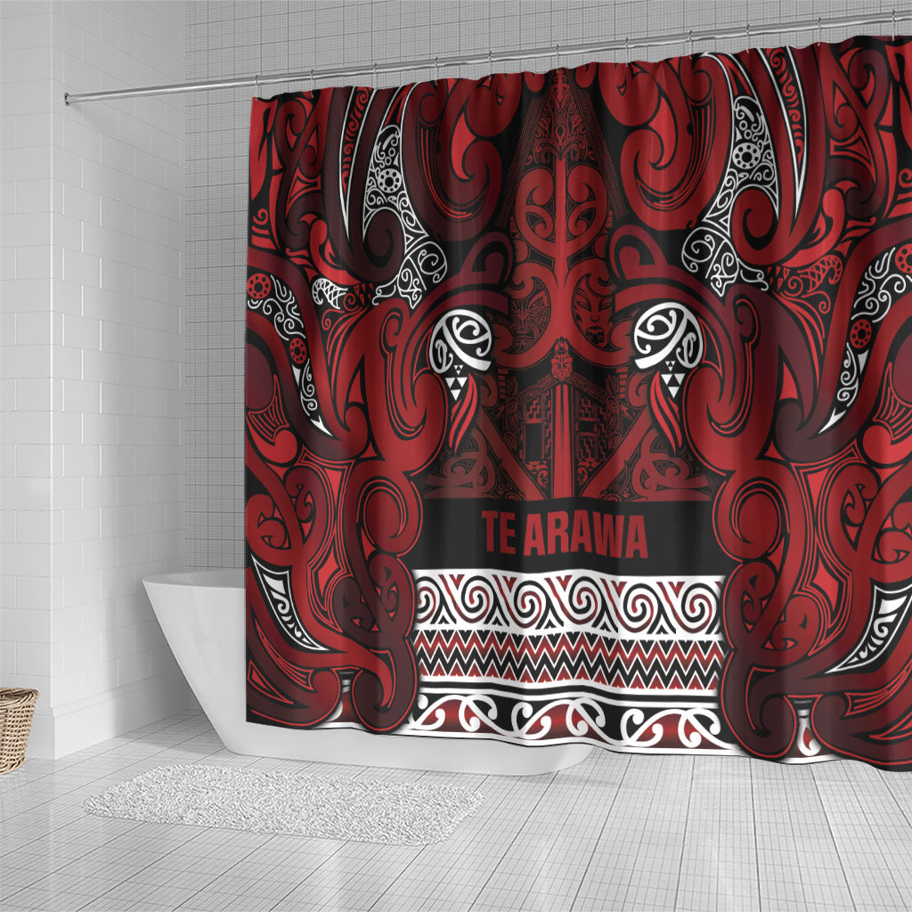 Aotearoa Iwi Te Arawa Shower Curtain Maori Wharenui House Tribal Pattern LT9 - Polynesian Pride