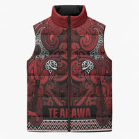 Aotearoa Iwi Te Arawa Sleeveless Puffer Jacket Maori Wharenui House Tribal Pattern LT9 Unisex Dark Red - Polynesian Pride