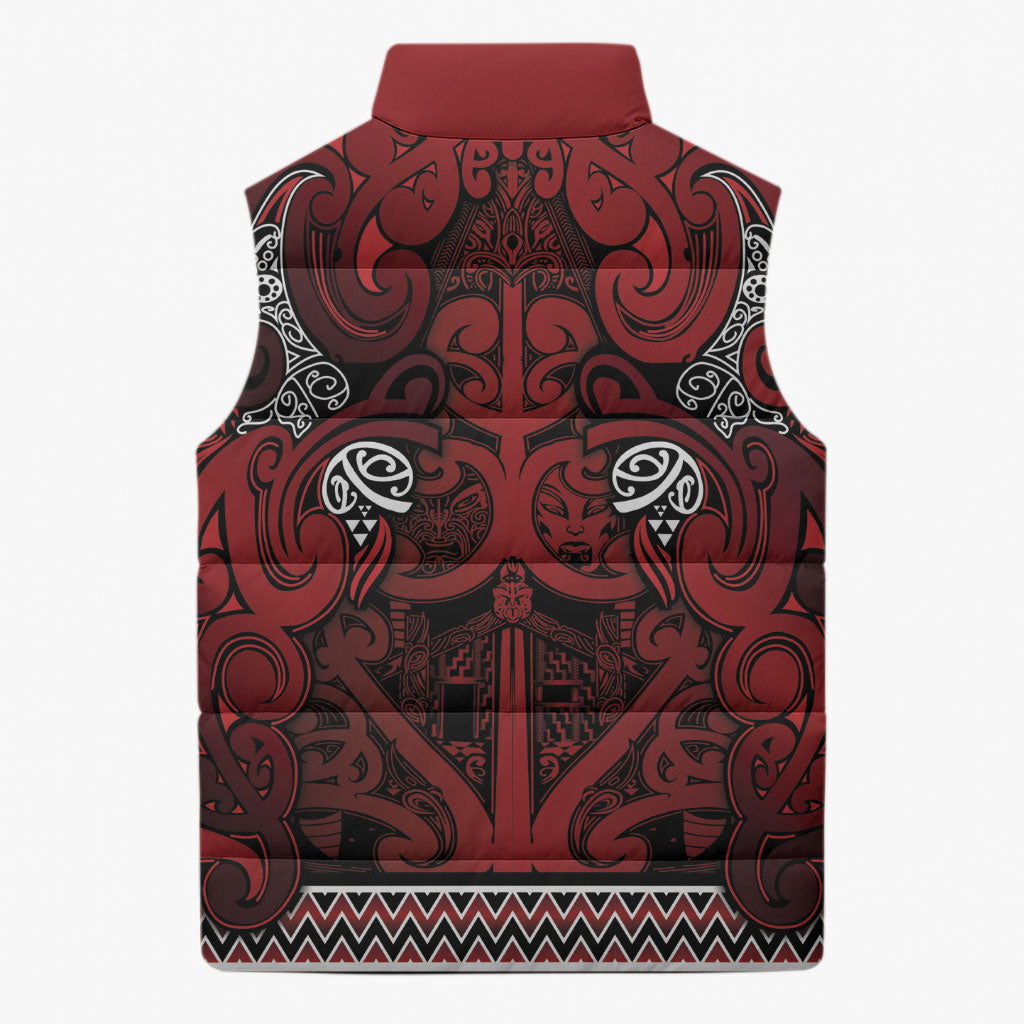 Aotearoa Iwi Te Arawa Sleeveless Puffer Jacket Maori Wharenui House Tribal Pattern LT9 - Polynesian Pride