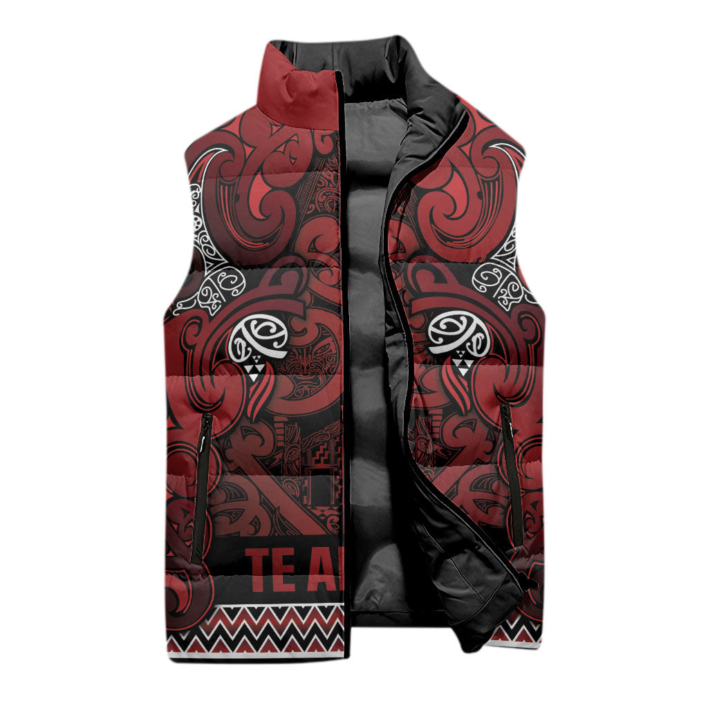 Aotearoa Iwi Te Arawa Sleeveless Puffer Jacket Maori Wharenui House Tribal Pattern LT9 - Polynesian Pride