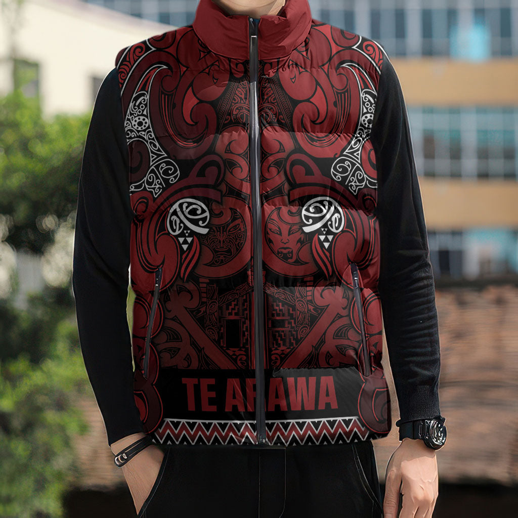 Aotearoa Iwi Te Arawa Sleeveless Puffer Jacket Maori Wharenui House Tribal Pattern LT9 - Polynesian Pride