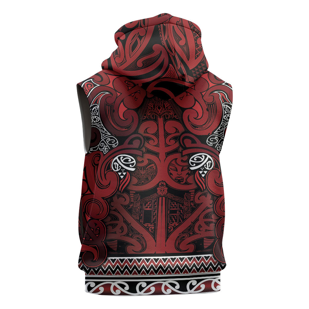 Aotearoa Iwi Te Arawa Sleeveless Zip Hoodie Maori Wharenui House Tribal Pattern LT9 - Polynesian Pride