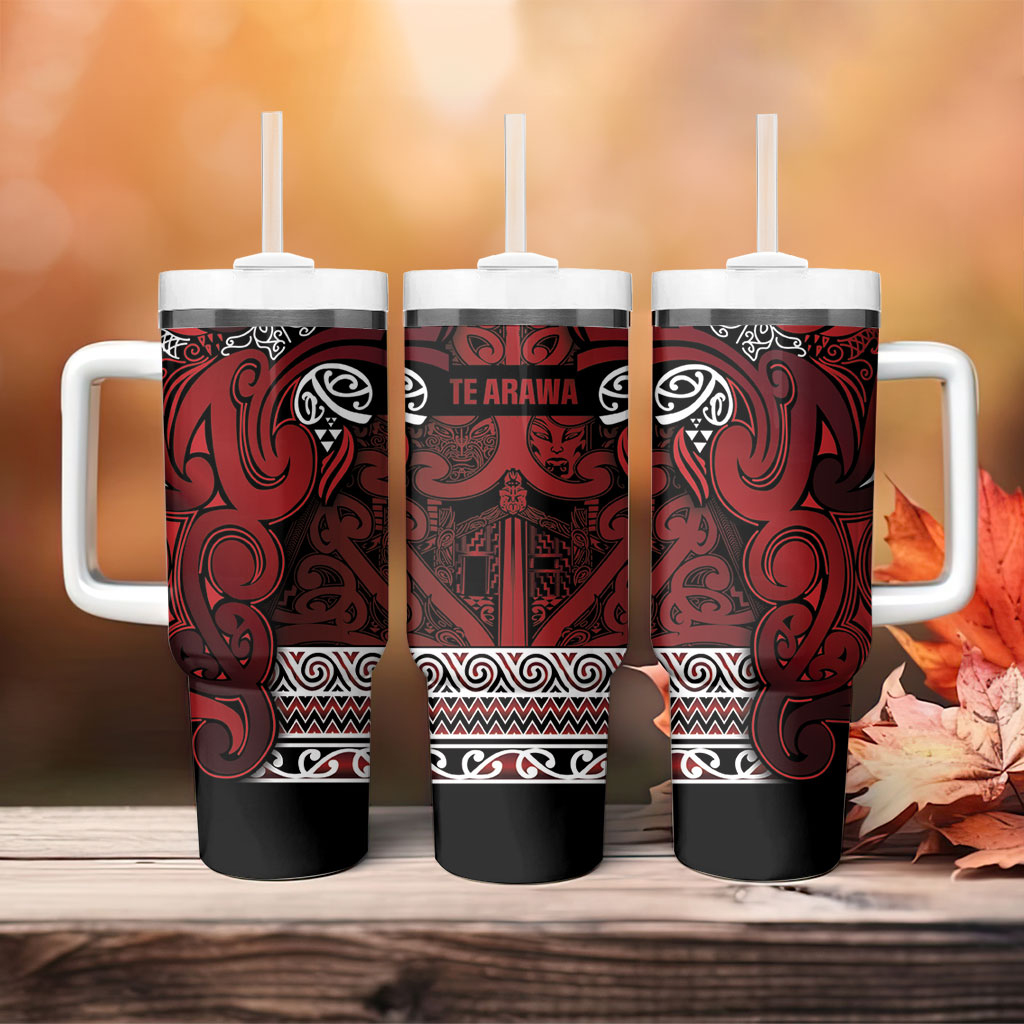 Aotearoa Iwi Te Arawa Tumbler With Handle Maori Wharenui House Tribal Pattern LT9 - Polynesian Pride