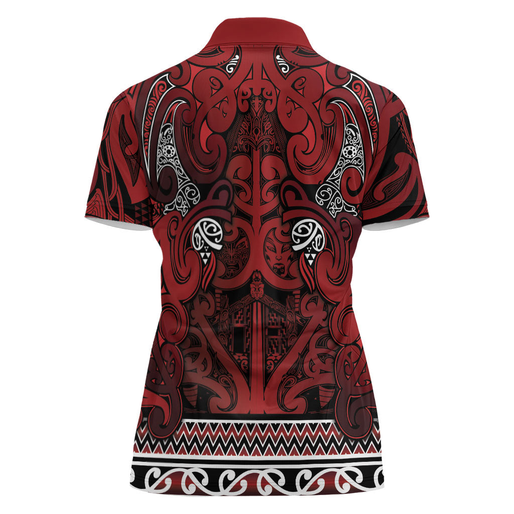 Aotearoa Iwi Te Arawa Women Polo Shirt Maori Wharenui House Tribal Pattern LT9 - Polynesian Pride