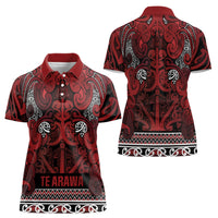 Aotearoa Iwi Te Arawa Women Polo Shirt Maori Wharenui House Tribal Pattern LT9 - Polynesian Pride