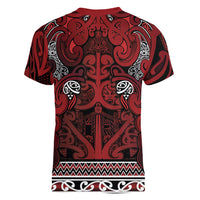 Aotearoa Iwi Te Arawa Women V-Neck T-Shirt Maori Wharenui House Tribal Pattern LT9 - Polynesian Pride