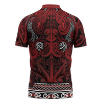 Aotearoa Iwi Te Arawa Zipper Polo Shirt Maori Wharenui House Tribal Pattern LT9 - Polynesian Pride