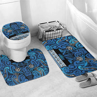 Aotearoa Iwi Ngati Porou Bathroom Set Maori Wharenui House Tribal Pattern LT9 Mat Set Only (3 pcs) One Size Blue - Polynesian Pride