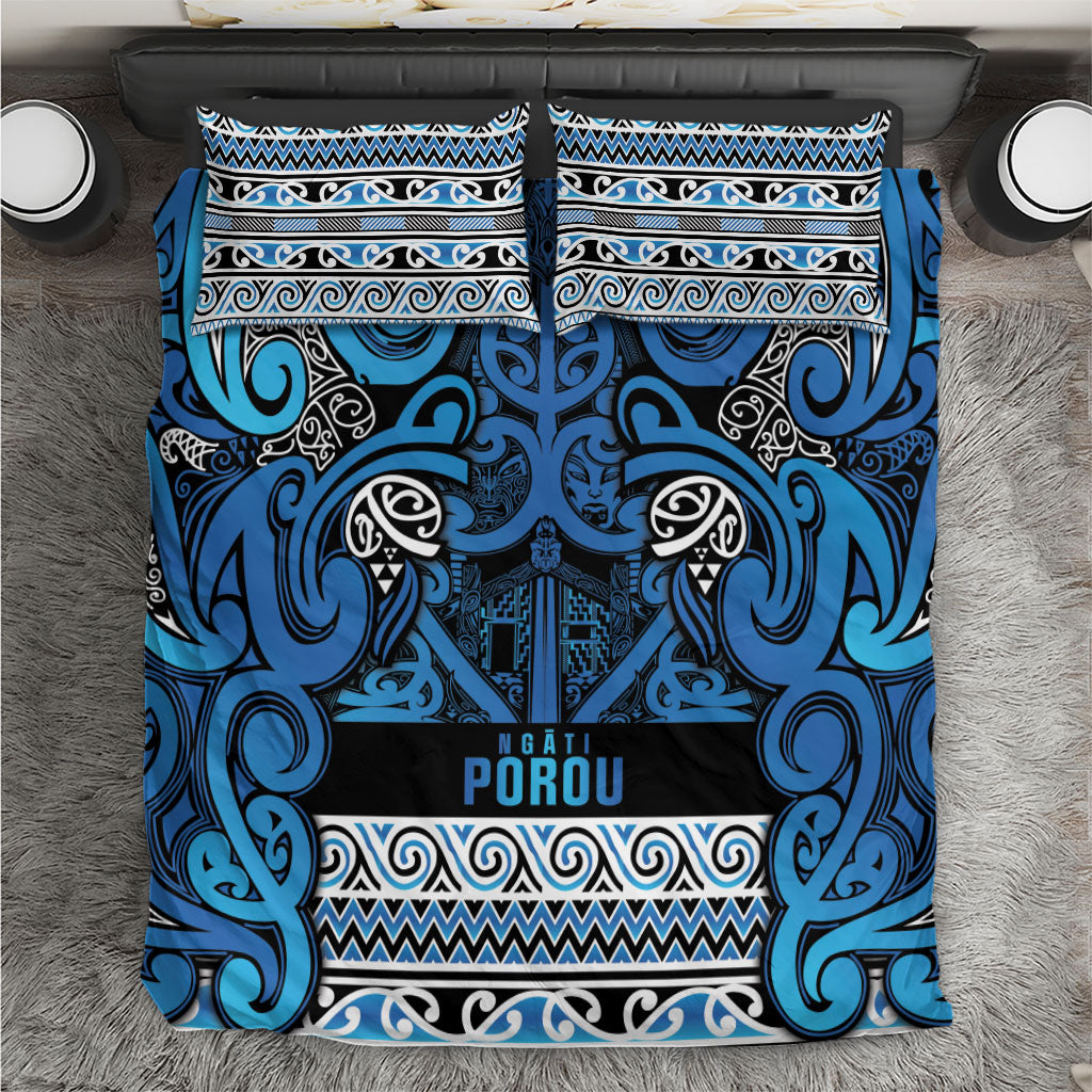 Aotearoa Iwi Ngati Porou Bedding Set Maori Wharenui House Tribal Pattern LT9 Blue - Polynesian Pride