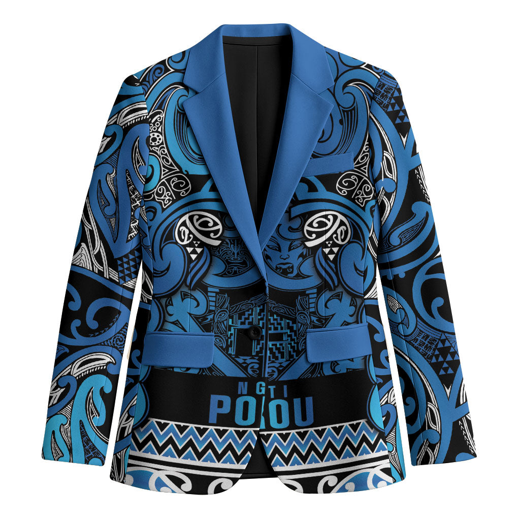 Aotearoa Iwi Ngati Porou Blazer Maori Wharenui House Tribal Pattern LT9 Unisex Blue - Polynesian Pride