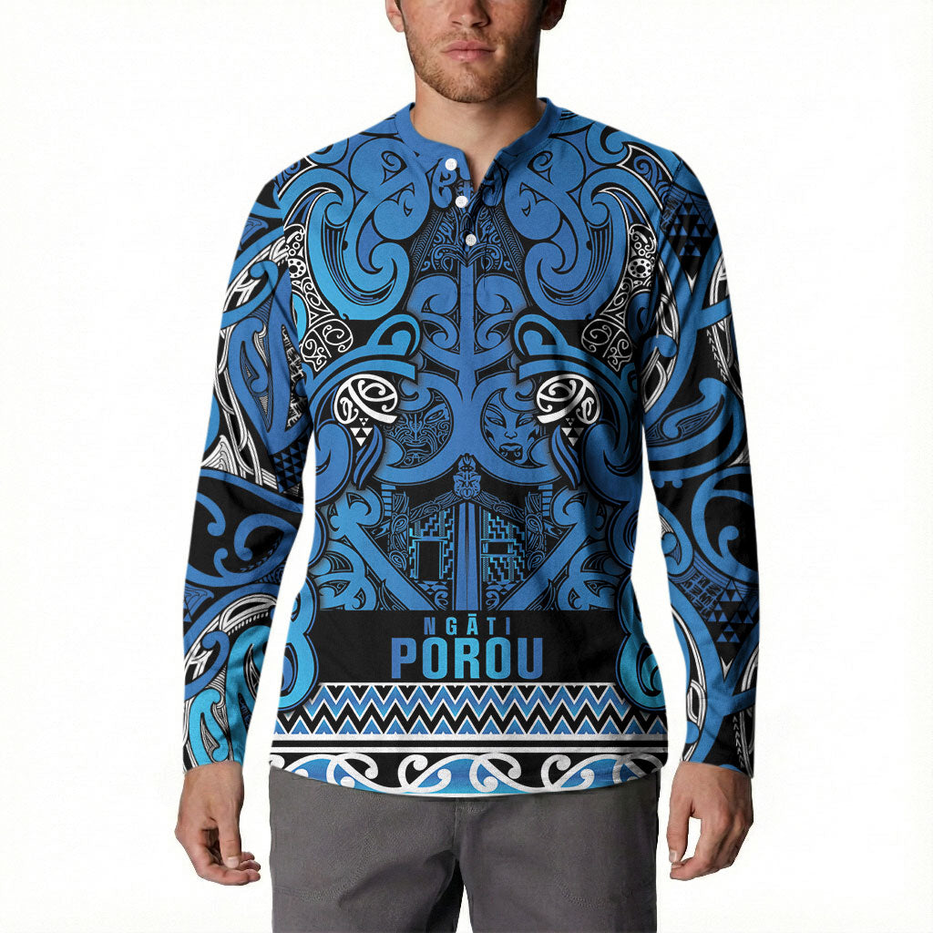 Aotearoa Iwi Ngati Porou Button Sweatshirt Maori Wharenui House Tribal Pattern LT9 - Polynesian Pride