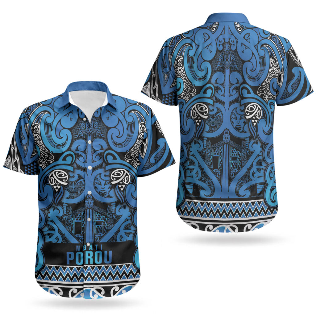 Aotearoa Iwi Ngati Porou Couples Matching Long Sleeve Bodycon Dress and Hawaiian Shirt Maori Wharenui House Tribal Pattern LT9 - Polynesian Pride