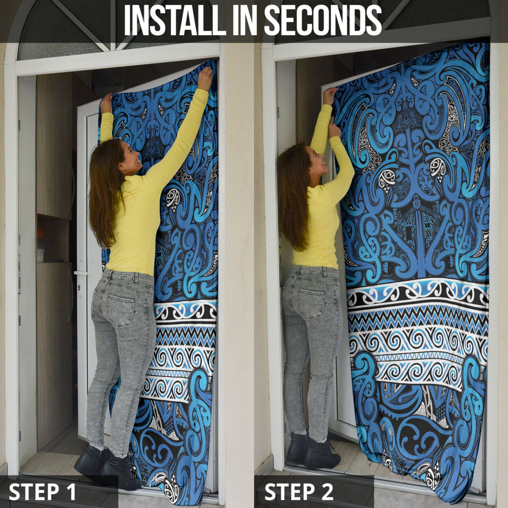 Aotearoa Iwi Ngati Porou Door Cover Maori Wharenui House Tribal Pattern LT9 - Polynesian Pride