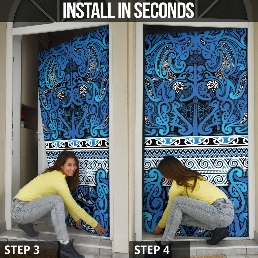 Aotearoa Iwi Ngati Porou Door Cover Maori Wharenui House Tribal Pattern LT9 - Polynesian Pride