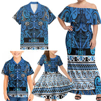 Aotearoa Iwi Ngati Porou Family Matching Off Shoulder Maxi Dress and Hawaiian Shirt Maori Wharenui House Tribal Pattern LT9 - Polynesian Pride