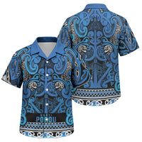 Aotearoa Iwi Ngati Porou Family Matching Summer Maxi Dress and Hawaiian Shirt Maori Wharenui House Tribal Pattern LT9 Son's Shirt Blue - Polynesian Pride