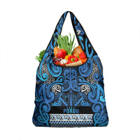 Aotearoa Iwi Ngati Porou Grocery Bag Maori Wharenui House Tribal Pattern LT9 1-pack One Size Blue - Polynesian Pride