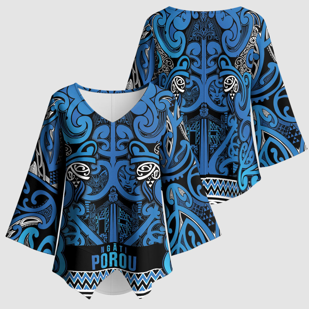 Aotearoa Iwi Ngati Porou Kimono Sleeve Blouse Maori Wharenui House Tribal Pattern LT9 - Polynesian Pride