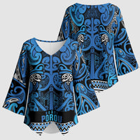 Aotearoa Iwi Ngati Porou Kimono Sleeve Blouse Maori Wharenui House Tribal Pattern LT9 - Polynesian Pride