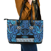 Aotearoa Iwi Ngati Porou Leather Tote Bag Maori Wharenui House Tribal Pattern LT9 - Polynesian Pride