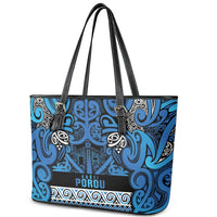 Aotearoa Iwi Ngati Porou Leather Tote Bag Maori Wharenui House Tribal Pattern LT9 - Polynesian Pride