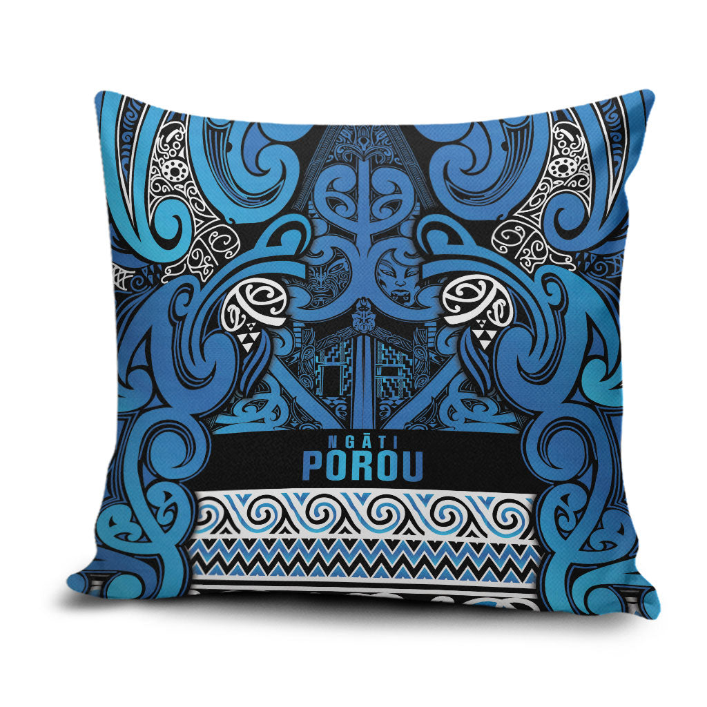 Aotearoa Iwi Ngati Porou Pillow Cover Maori Wharenui House Tribal Pattern LT9 Blue - Polynesian Pride