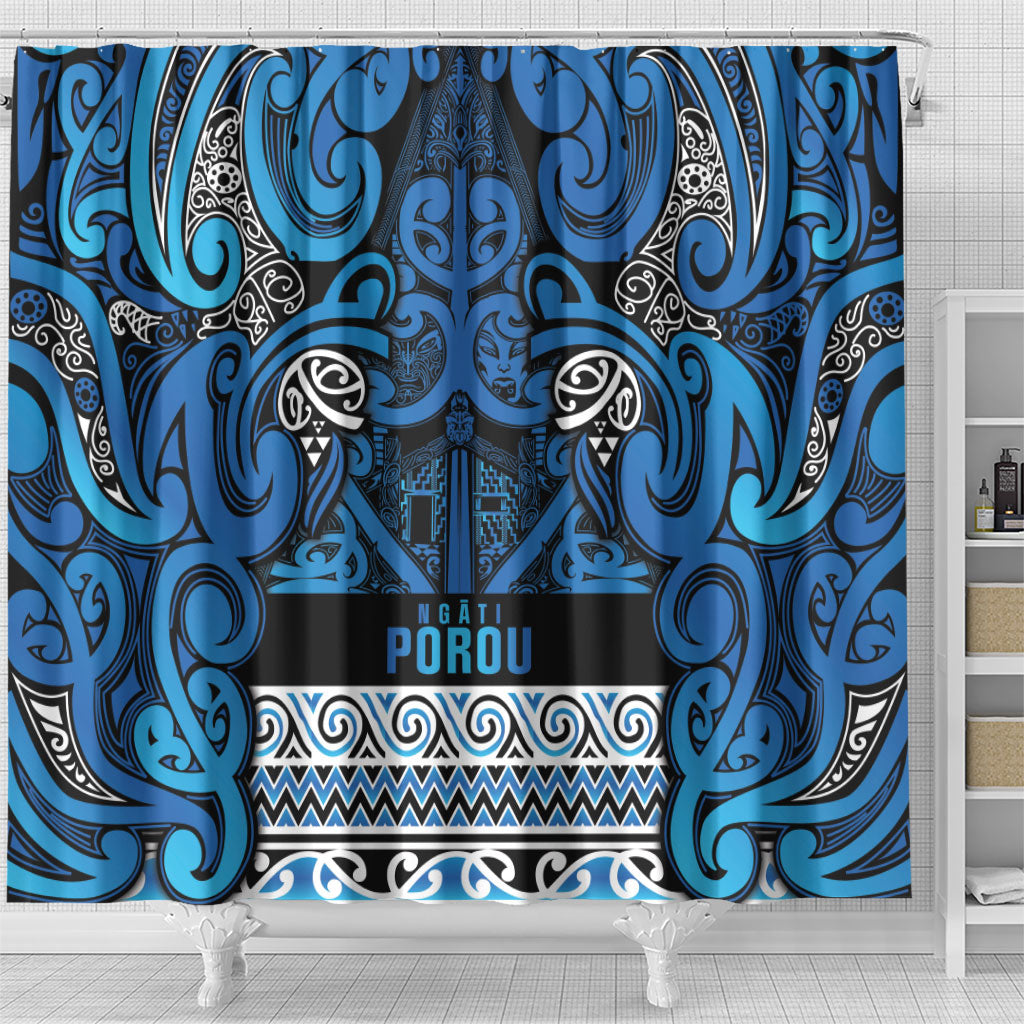 Aotearoa Iwi Ngati Porou Shower Curtain Maori Wharenui House Tribal Pattern LT9 - Polynesian Pride