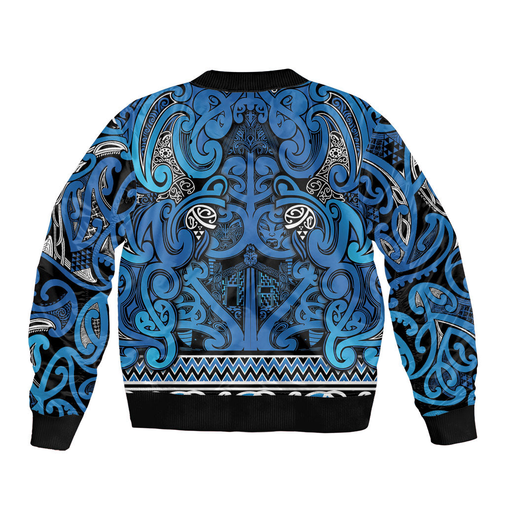 Aotearoa Iwi Ngati Porou Sleeve Zip Bomber Jacket Maori Wharenui House Tribal Pattern LT9 - Polynesian Pride