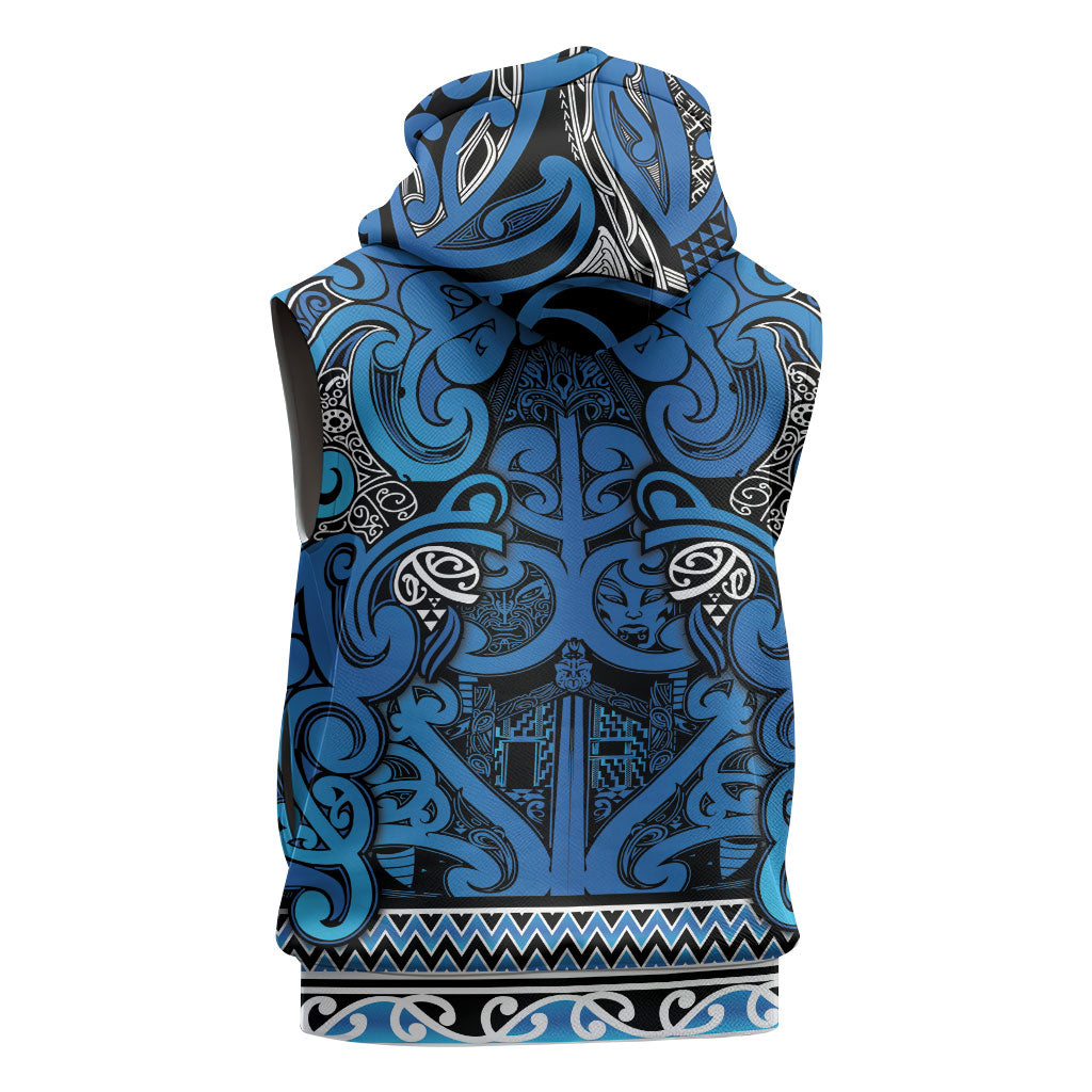 Aotearoa Iwi Ngati Porou Sleeveless Zip Hoodie Maori Wharenui House Tribal Pattern LT9 - Polynesian Pride