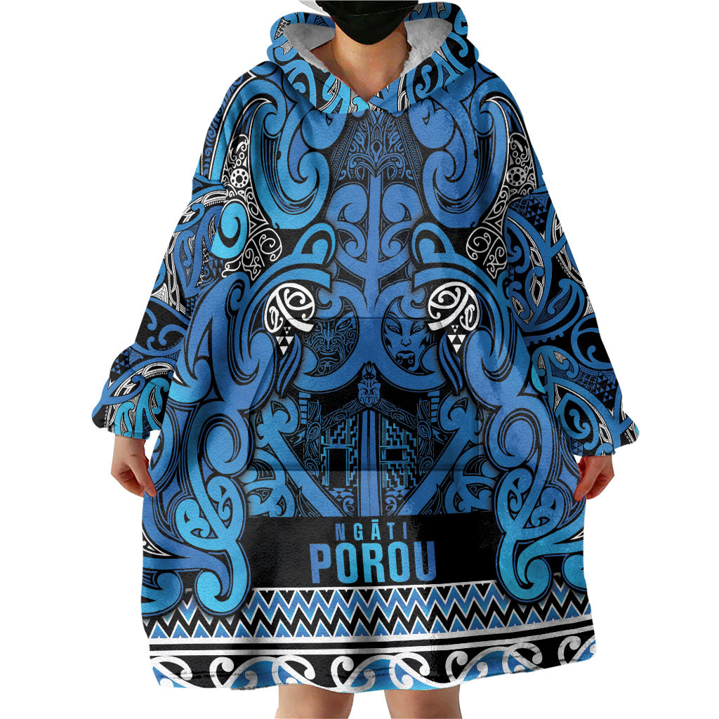 Aotearoa Iwi Ngati Porou Wearable Blanket Hoodie Maori Wharenui House Tribal Pattern LT9 - Polynesian Pride