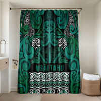 Aotearoa Iwi Ngai Tahu Bathroom Set Maori Wharenui House Tribal Pattern LT9 Shower Curtain Only Turquoise - Polynesian Pride