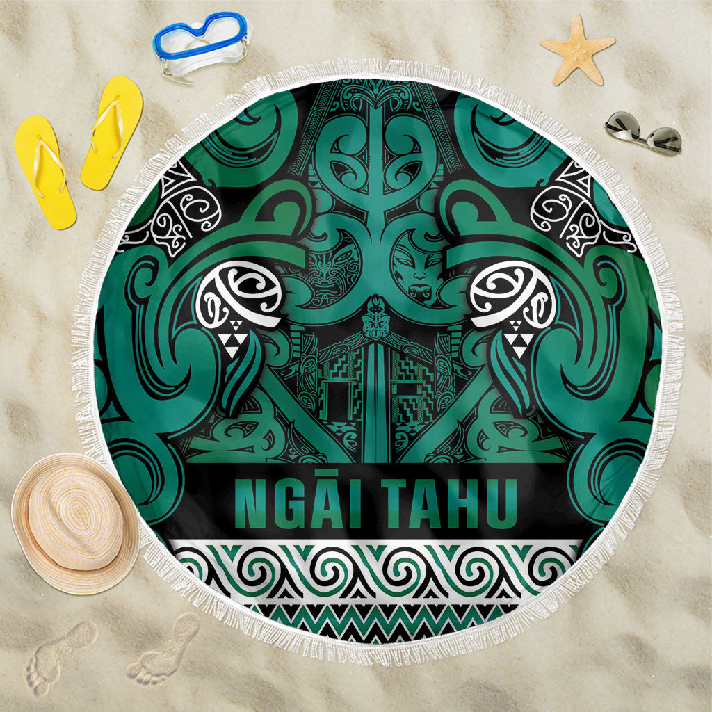 Aotearoa Iwi Ngai Tahu Beach Blanket Maori Wharenui House Tribal Pattern LT9 One Size 150cm Turquoise - Polynesian Pride