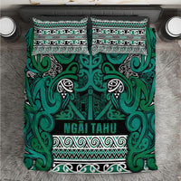 Aotearoa Iwi Ngai Tahu Bedding Set Maori Wharenui House Tribal Pattern LT9 Turquoise - Polynesian Pride