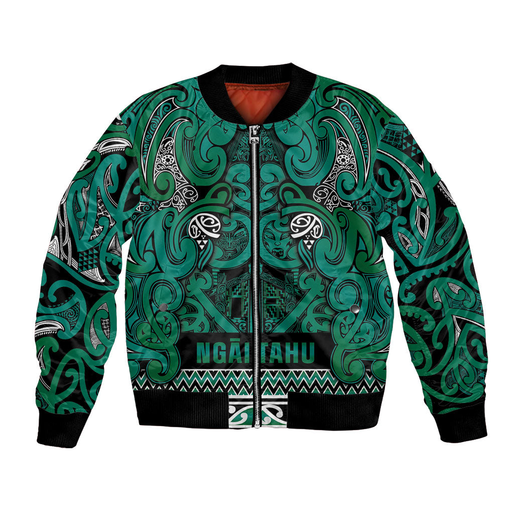 Aotearoa Iwi Ngai Tahu Bomber Jacket Maori Wharenui House Tribal Pattern LT9 Unisex Turquoise - Polynesian Pride