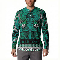 Aotearoa Iwi Ngai Tahu Button Sweatshirt Maori Wharenui House Tribal Pattern LT9 - Polynesian Pride